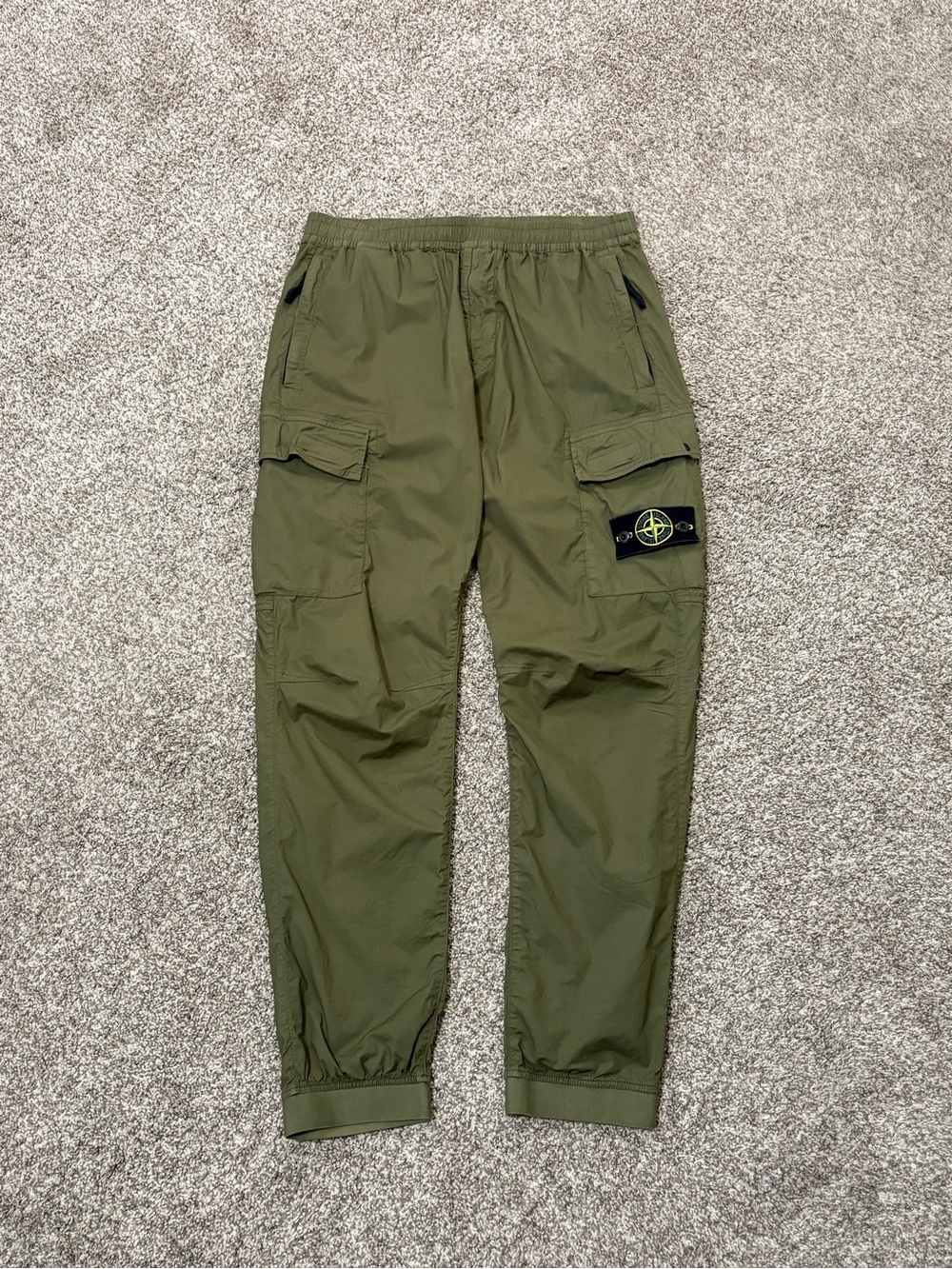 Men’s Stone Island Green Cargo Jogger Pants W32 Cotton Canvas Tapered Logo